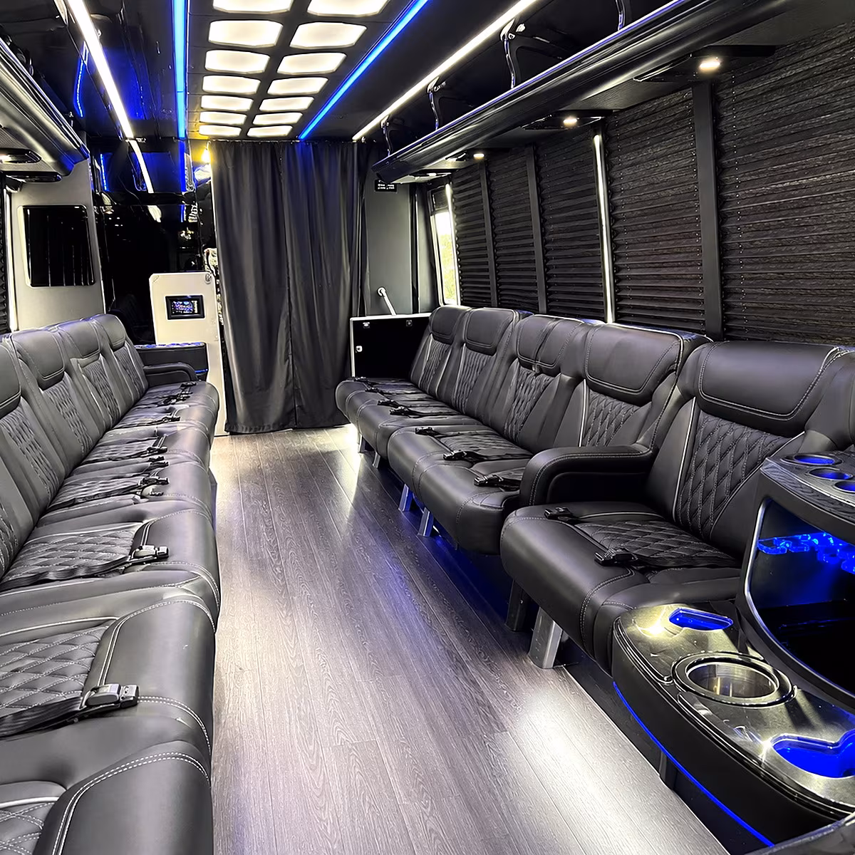 New Haven Sporting Event Transportation party bus interior