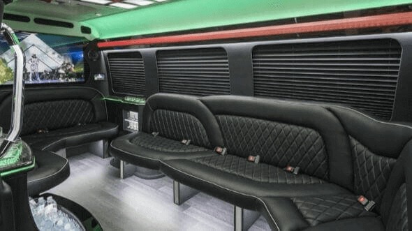 Interior of Charter Bus Company Hamden's 18 Passenger Party Bus in Hamden