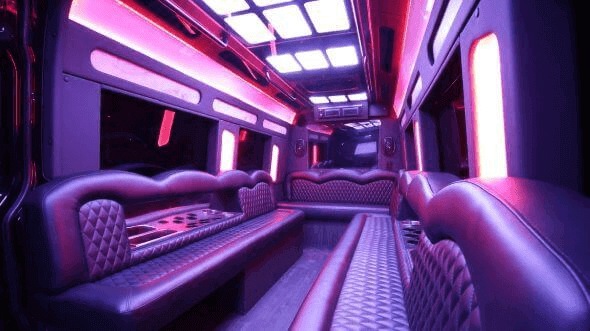 Interior of New Haven Party Bus Company's 18 Passenger Party Bus in New Haven