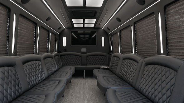 Interior of Charter Bus Company Waterbury's 20 Passenger Party Bus in Waterbury