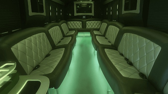 Interior of Charter Bus Company Bridgeport's 25 Passenger Party Bus in Bridgeport