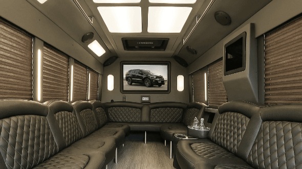 Interior of Charter Bus Company Milford's 25 Passenger Party Bus in Milford