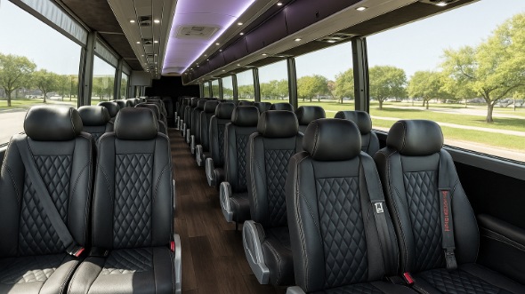 Interior of Charter Bus Company New Haven's 28 Passenger Minibus in New Haven