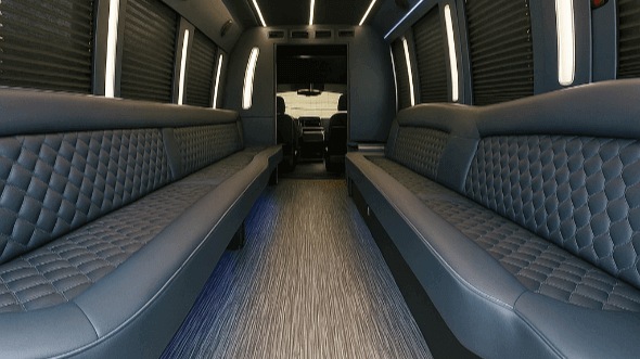Interior of Charter Bus Company Norwalk's 28 Passenger Party Bus in Norwalk