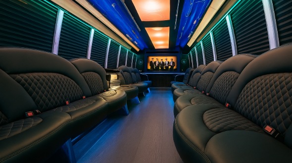 Interior of Charter Bus Company Bristol's 30 Passenger Party Bus in Bristol