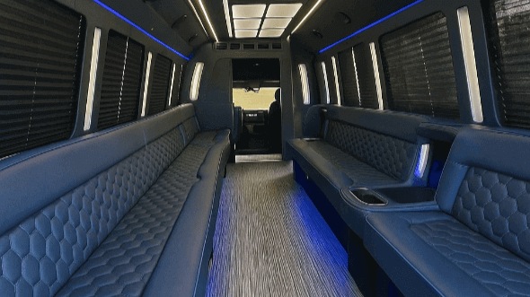 Interior of Charter Bus Company Milford's 30 Passenger Party Bus in Milford