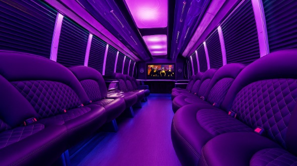 Interior of New Haven Party Bus Company's 30 Passenger Party Bus in New Haven