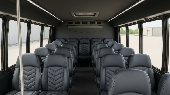 Interior of Charter Bus Company New Haven's 35 Passenger Mini Bus in New Haven