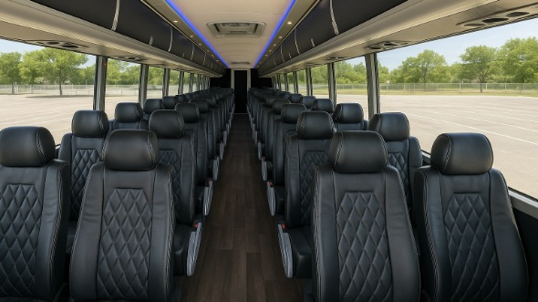 Interior of Charter Bus Company New Haven's 45 Passenger Charter Bus in New Haven