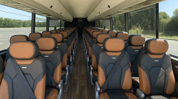 Interior of Charter Bus Company New Haven's 48 Passenger Charter Bus in New Haven