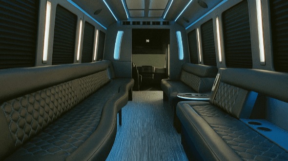 Interior of New Haven Party Bus Company's 50 Passenger Party Bus in New Haven