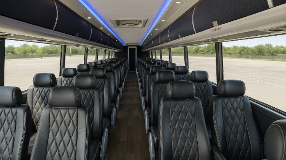 Interior of Charter Bus Company New Haven's 51 Passenger Charter Bus in New Haven