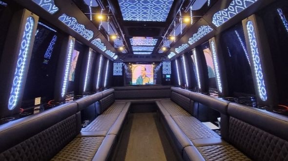 new haven 50 passenger party bus inside